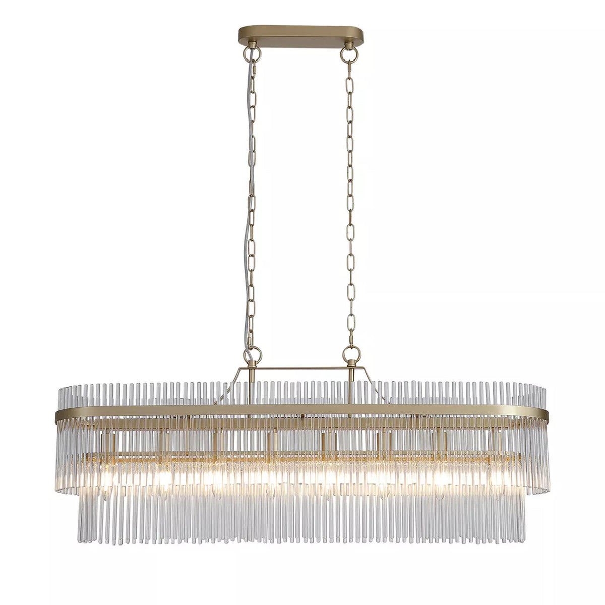 Lara 8 Light Oval Gold Glass Rod Pendant