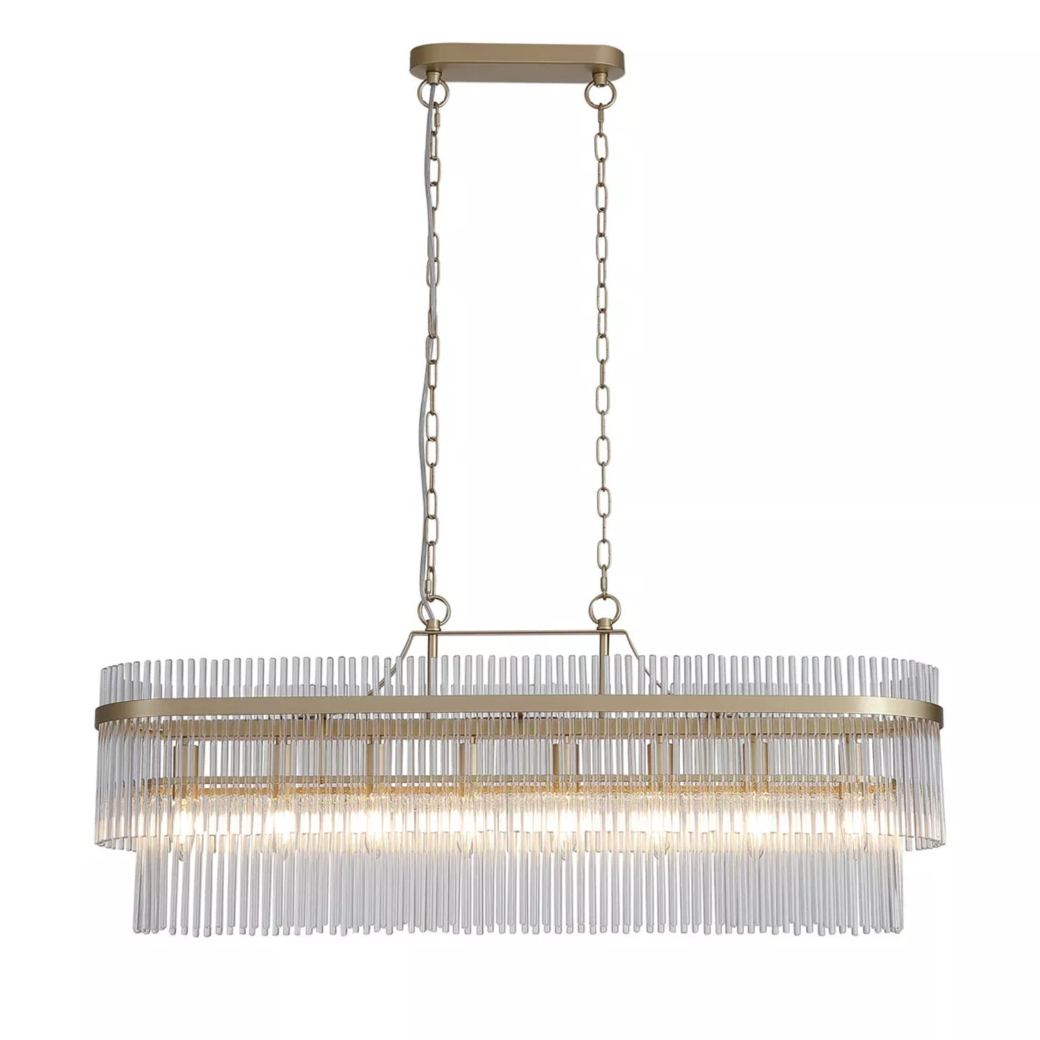 Lara 8 Light Oval Gold Glass Rod Pendant