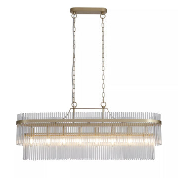 Lara 8 Light Oval Gold Glass Rod Pendant