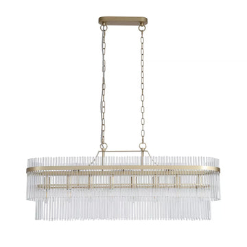 Lara 8 Light Oval Gold Glass Rod Pendant