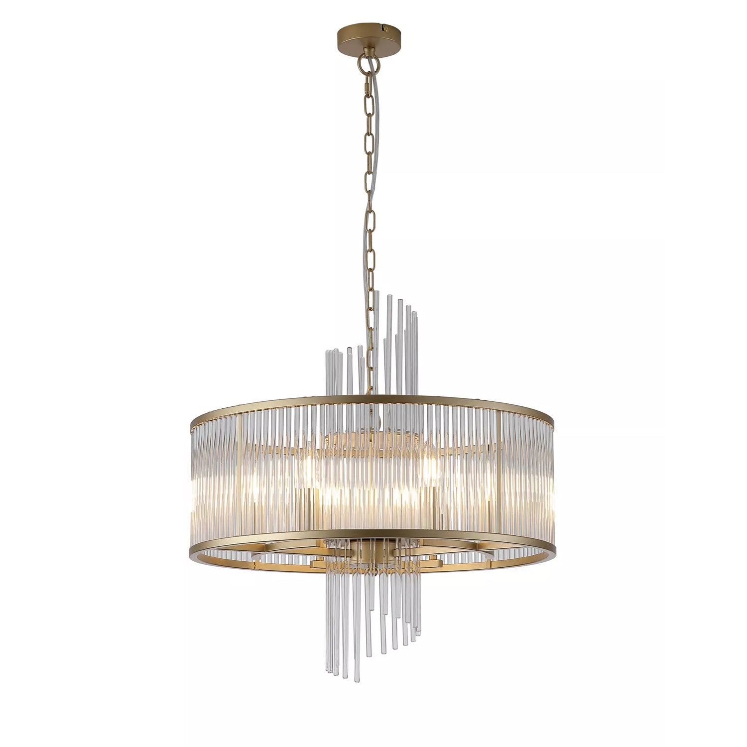 Gold Clear Glass Rod Chandelier Lara 6 Light Pendant Light
