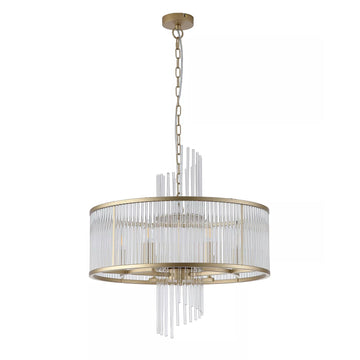 Gold Clear Glass Rod Chandelier Lara 6 Light Pendant Light