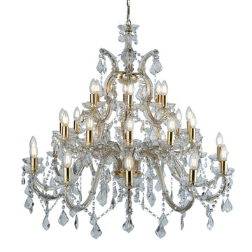 30 Light Marie Therese Italian Style 3 Tier Crystal Glass Chandelier