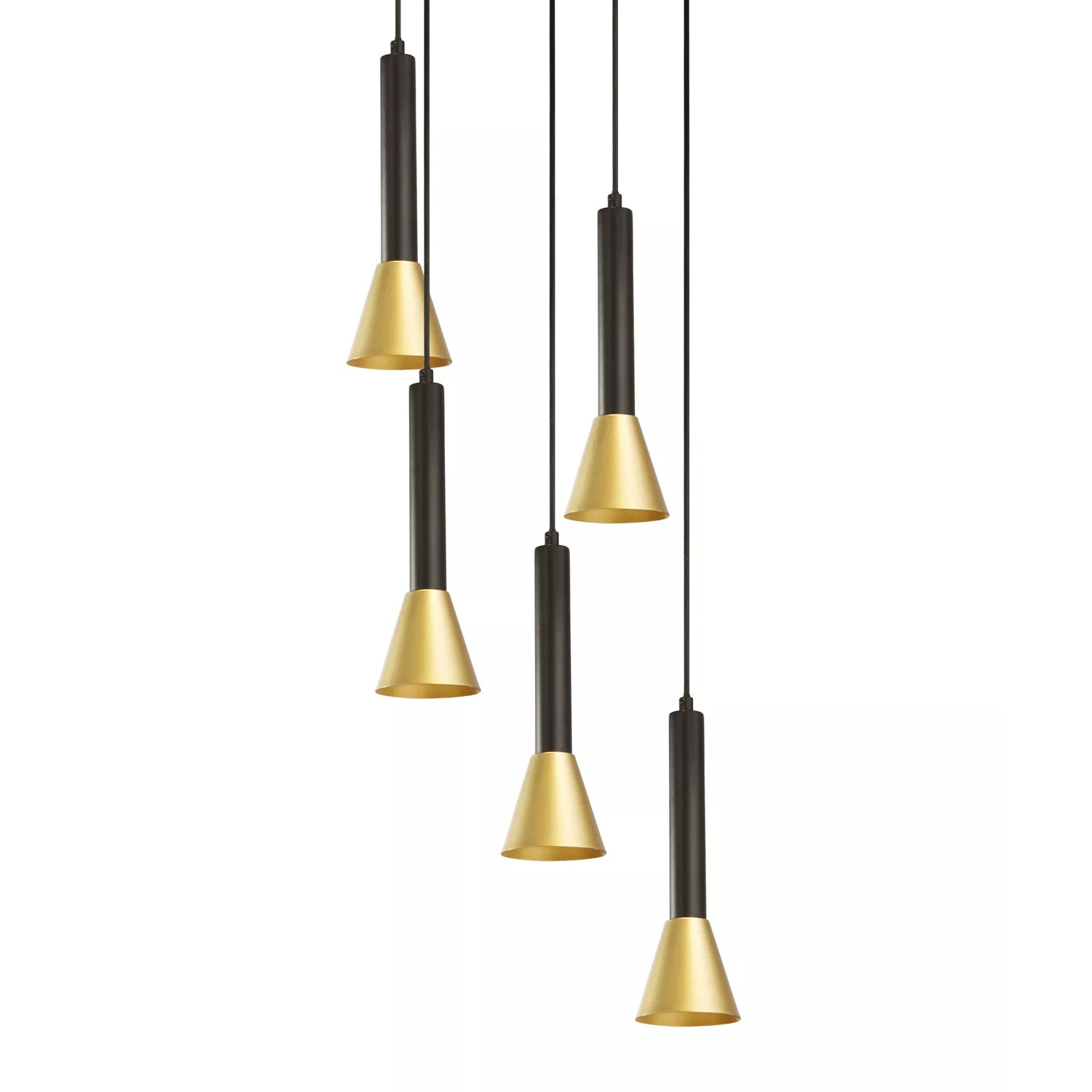 5Lt Multi Drop Light Black Gold Signal Multi Drop Pendant