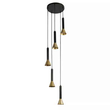 5Lt Multi Drop Light Black Gold Signal Multi Drop Pendant