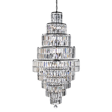 Empire 13 Light Polished Chrome Chandelier w. Glass Trimmings