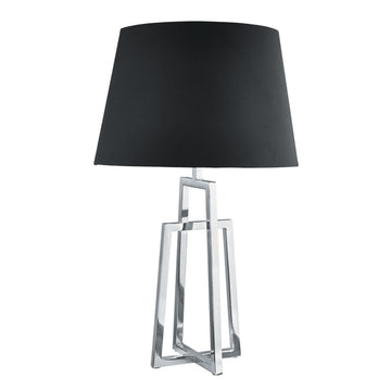 Chrome Crossed Frame Table Lamp w. Black Tapered Shade