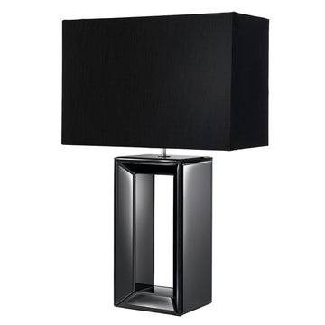Reflections 1 Light Large Mirror Table Lamp With Black Silk Shade