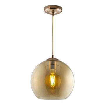 Balls 30cm Round Amber Glass Antique Brass Chandelier Pendant Light