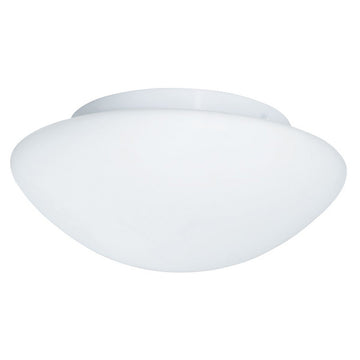 28cm White & Opal Glass Shade Flush Fitting Bathroom Ceiling Light