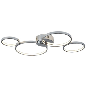 Solexa 4 Ring LED Chrome Ceiling Flush Hallway Office Lounge Light