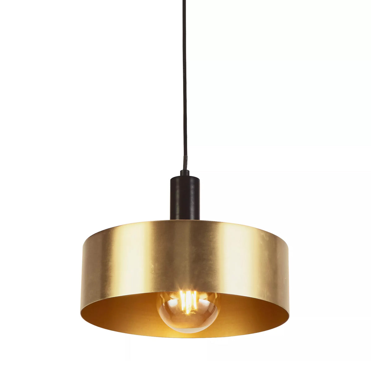 Knox Black Gold Drum 30cm E27 Pendant Light