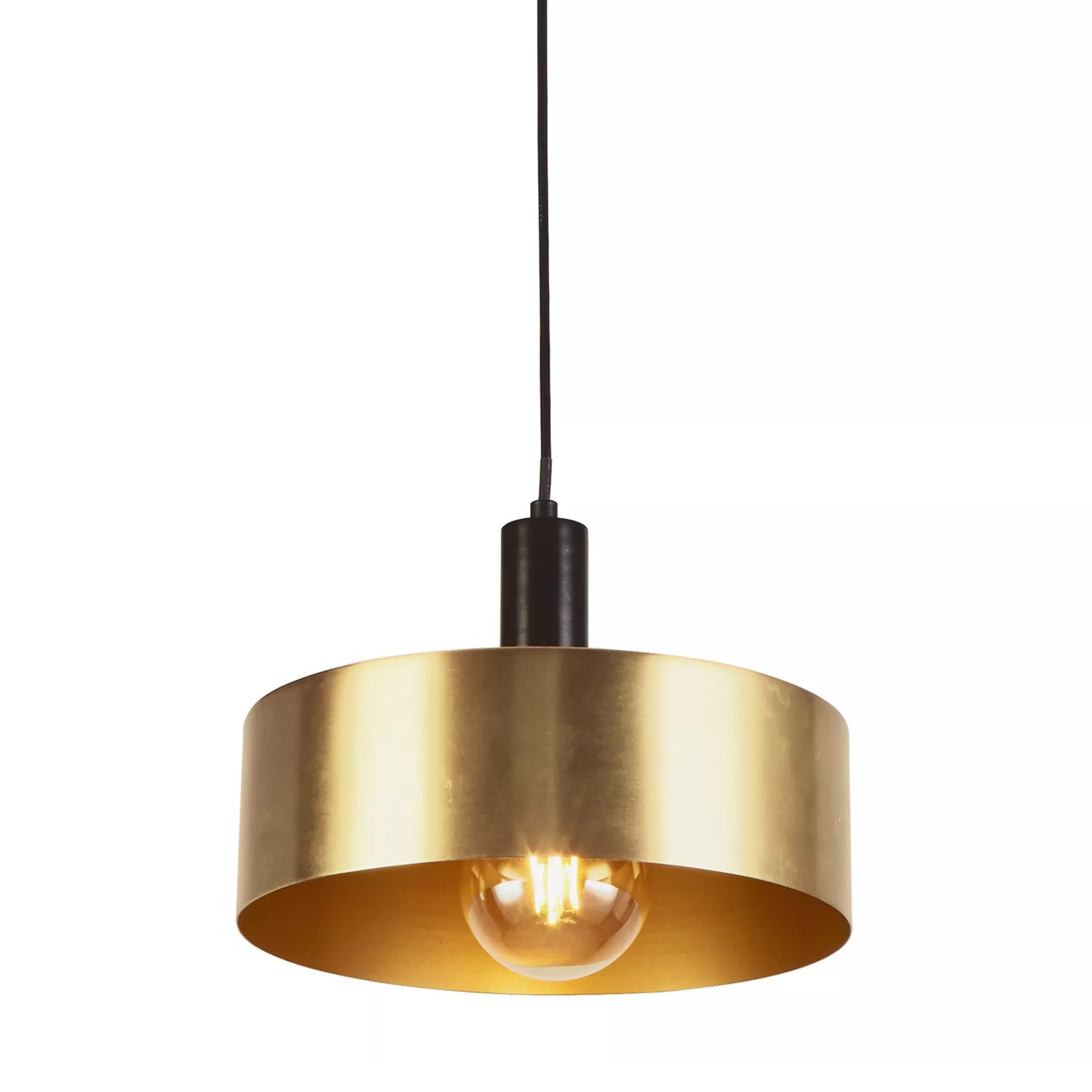 Knox Black Gold Drum 30cm E27 Pendant Light