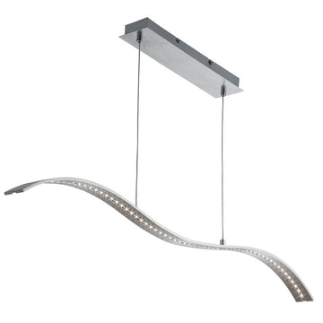Satin Silver LED Wavy Bar Light Ceiling Fitting  w. Clear Glass