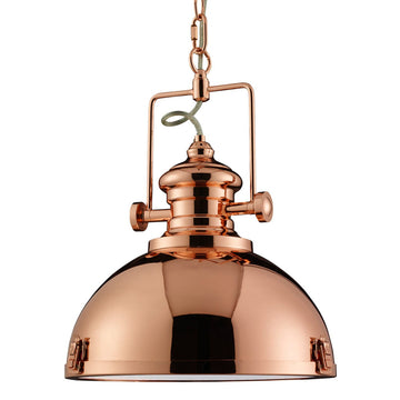 Copper Industrial Ceiling Pendant Light Fitting  Frosted Glass Lens