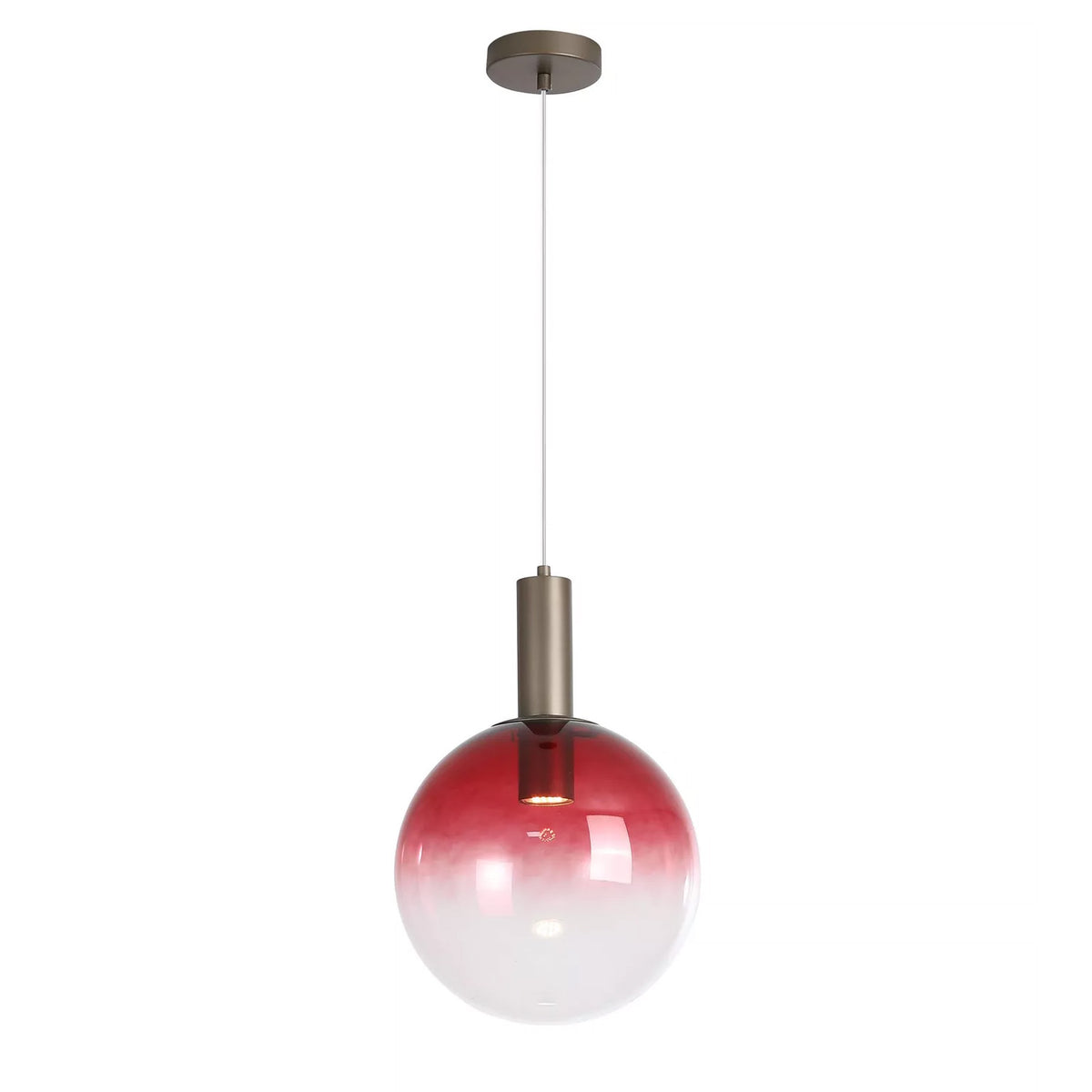 Red Ombre Glass Shade Latte Metal Pendant Light