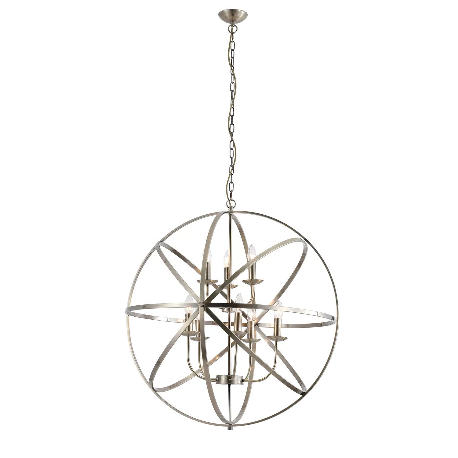 8 Light Orbit Chandelier Antique Brass Pendant Ceiling Light