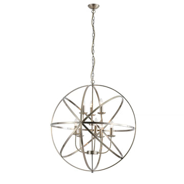 8 Light Orbit Chandelier Antique Brass Pendant Ceiling Light