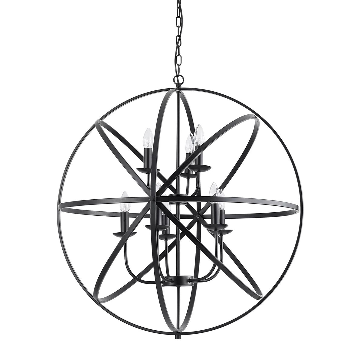 8 Light Orbit Chandelier Matt Black E14 Pendant Ceiling Light