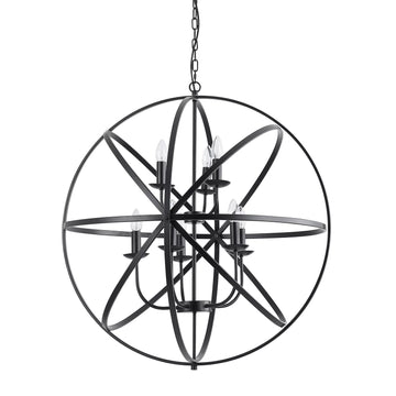 8 Light Orbit Chandelier Matt Black E14 Pendant Ceiling Light