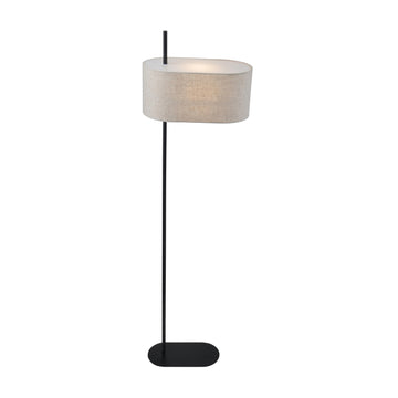 Hessian Floor Lamp Black Metal Base Natural Linen Shade E27 142cm
