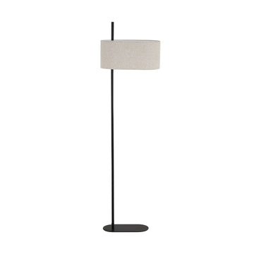 Hessian Floor Lamp Black Metal Base Natural Linen Shade E27 142cm