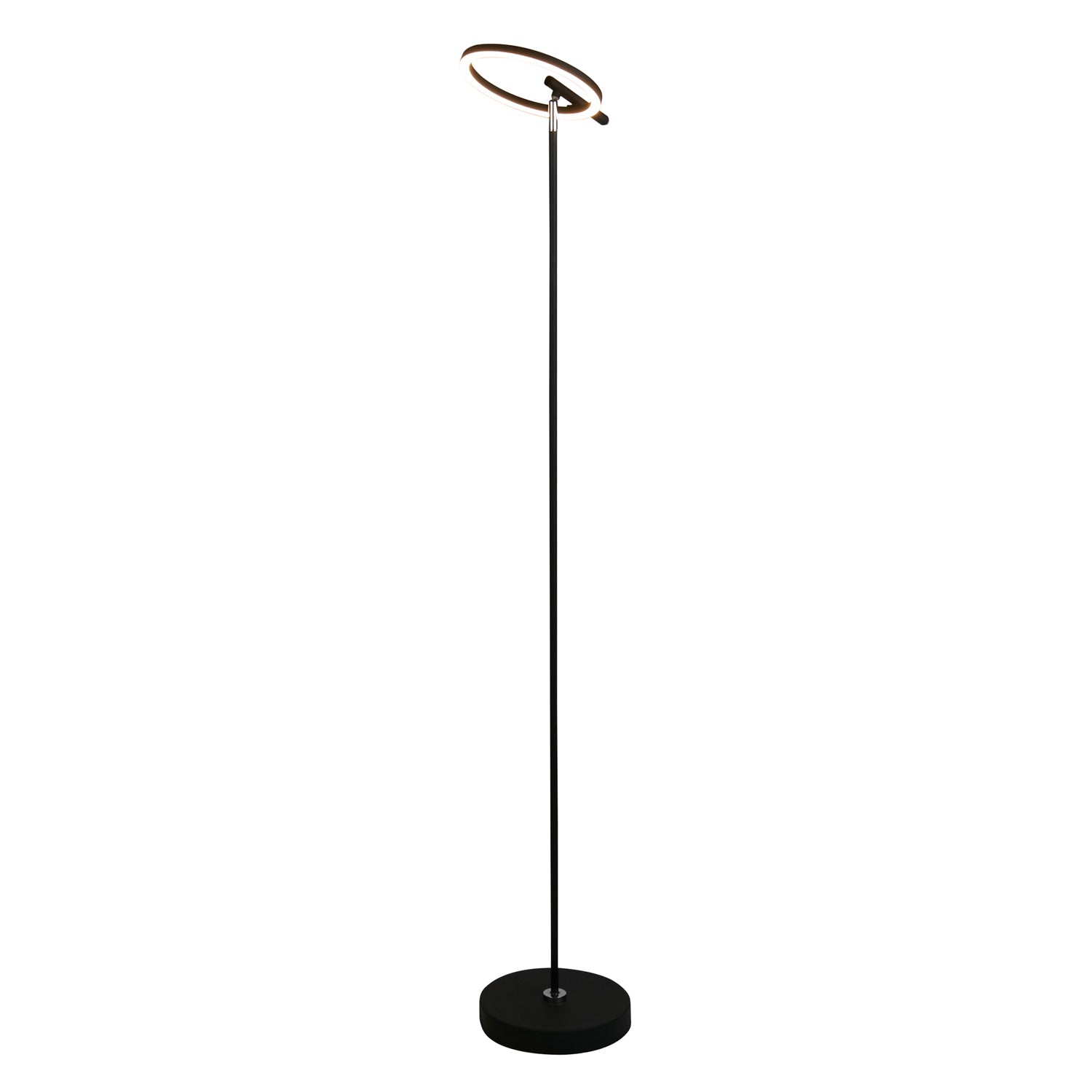 12W Black 852lm Ring Light Touch 140cm Space LED Floor Lamp