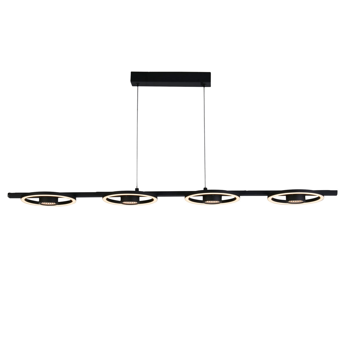 Black 35W 2193lm 3000K 120cm LED 4 Ring Bar Pendant Light