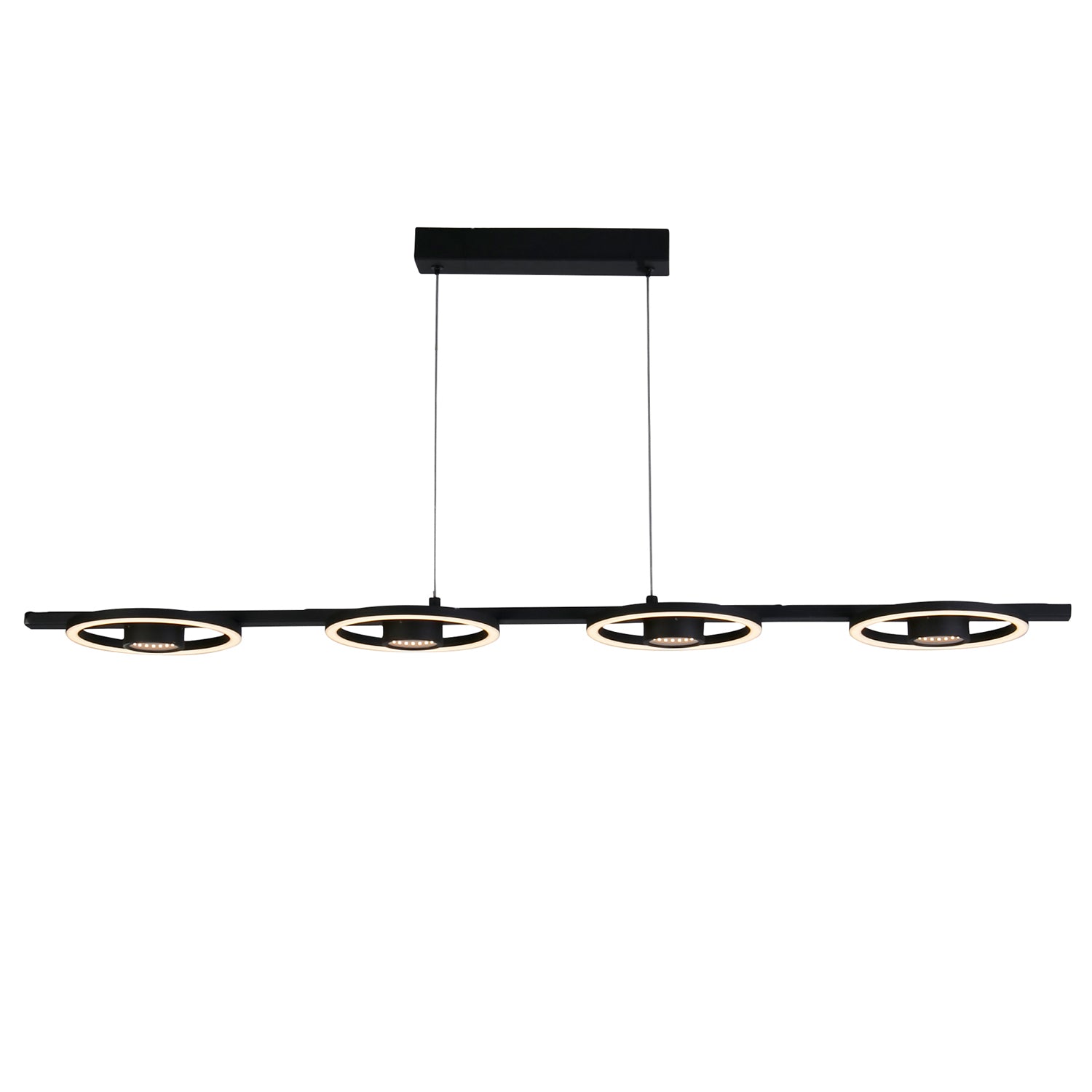 Black 35W 2193lm 3000K 120cm LED 4 Ring Bar Pendant Light