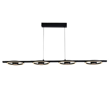 Black 35W 2193lm 3000K 120cm LED 4 Ring Bar Pendant Light