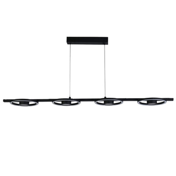 Black 35W 2193lm 3000K 120cm LED 4 Ring Bar Pendant Light