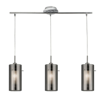 3 Lights Satin Silver Smoked Glass Bar Chandelier Ceiling Pendant