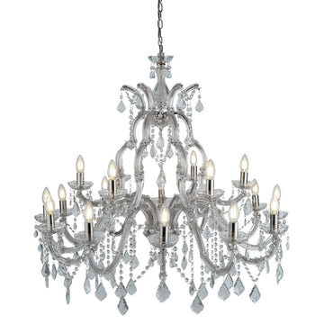 Maria Therese Italian Chrome Crystal Glass Ceiling Chandelier Light