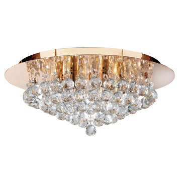 Hanna 6 Lights Gold Crystal Ball Flush Ceiling Fitting Chandelier