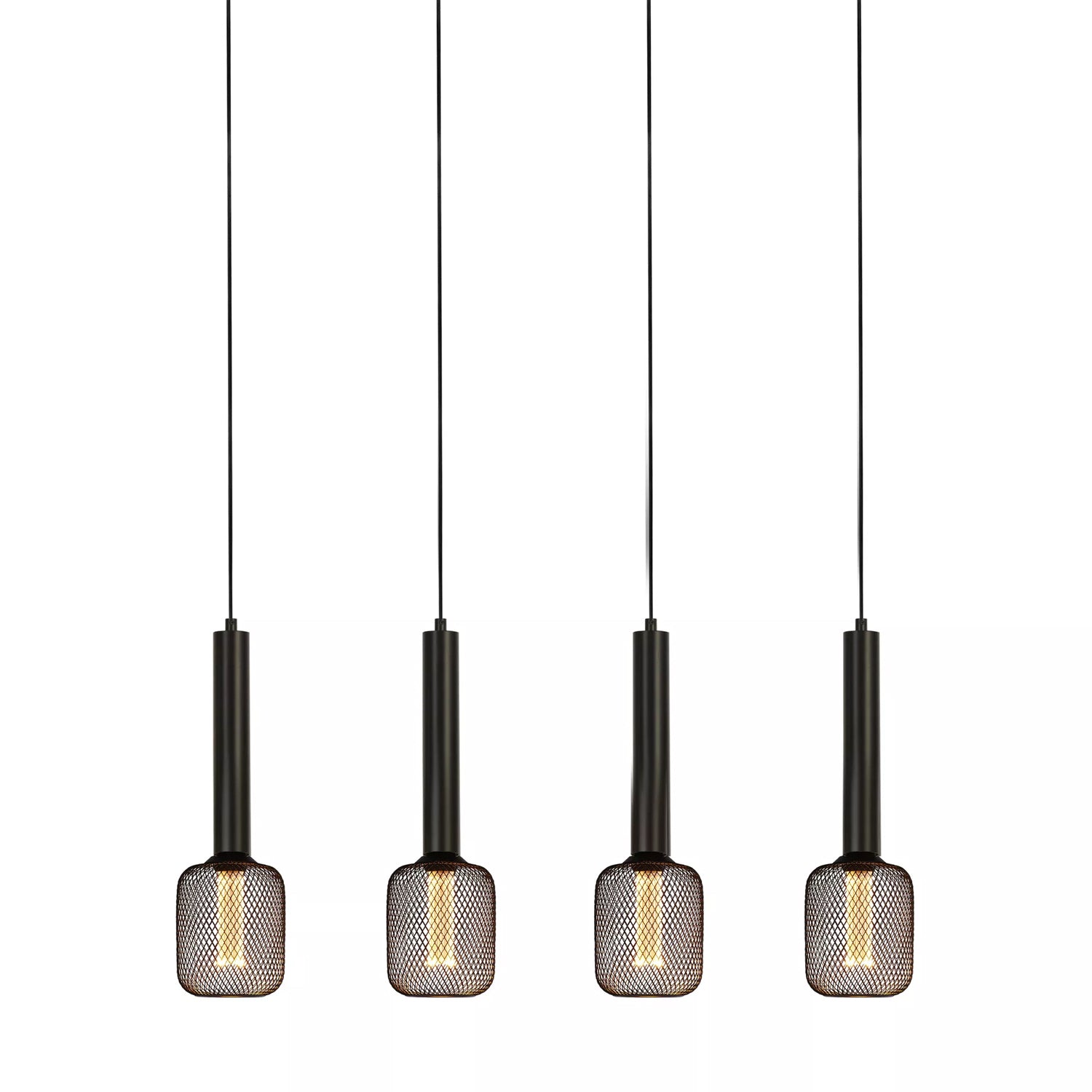 Black 4 Light Bar Pendant Ceiling Light E27 Contemporary