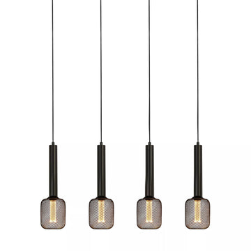Black 4 Light Bar Pendant Ceiling Light E27 Contemporary