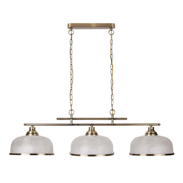 Bistro II 3 Lights Brass & Halophane Glass Bar Lighting