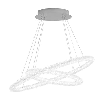 Circle LED 2 Oval Ring Chrome Clear Crystal Ceiling Pendant Light