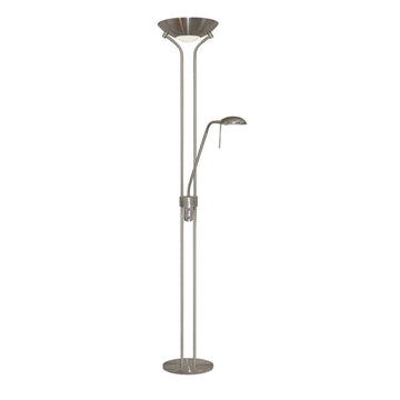 Satin Silver Mother And Child Floor Lamp Light w. Double Dimmer