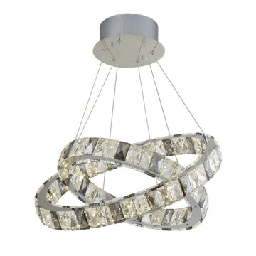 Searchlight Optica 2 Ring LED Pendant Clear & Smokey Crystal