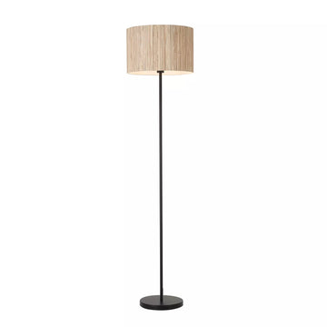 Meadow Natural Grass Shade Black Metal Frame Floor Lamp