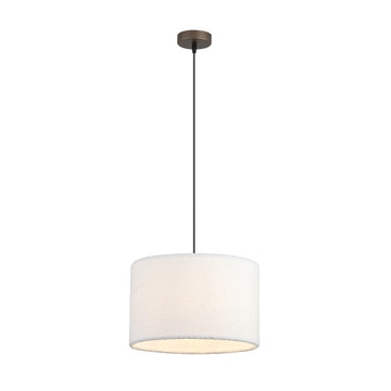 Chelsea White Drum Shade Pendant Ceiling Light Latte Finish E27 Dimmable
