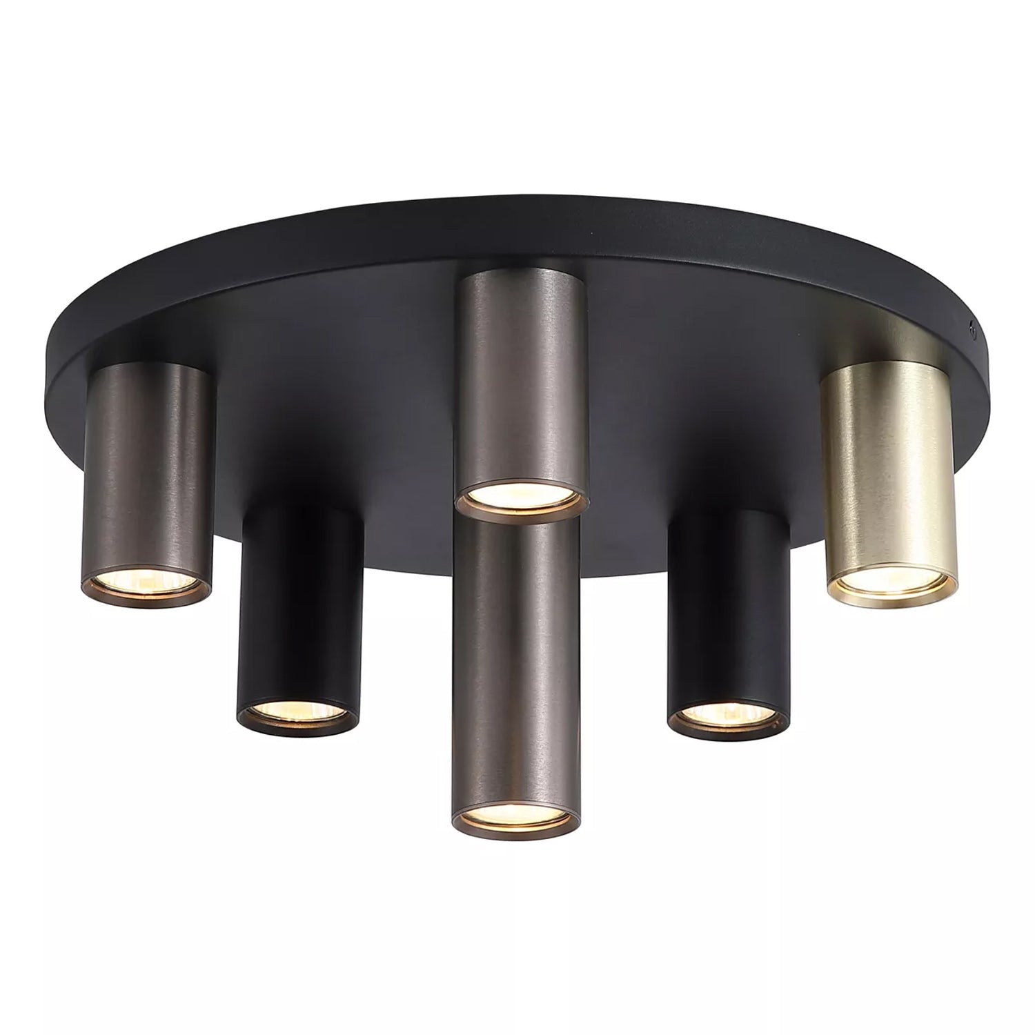 Tubes 6 Light Black Bronze Brass GU10 40cm Flush Ceiling Light