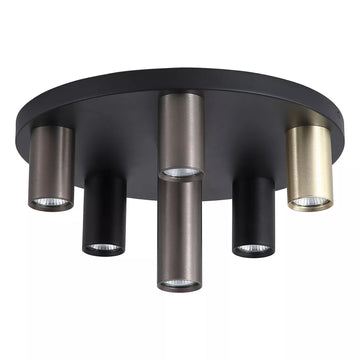 Tubes 6 Light Black Bronze Brass GU10 40cm Flush Ceiling Light