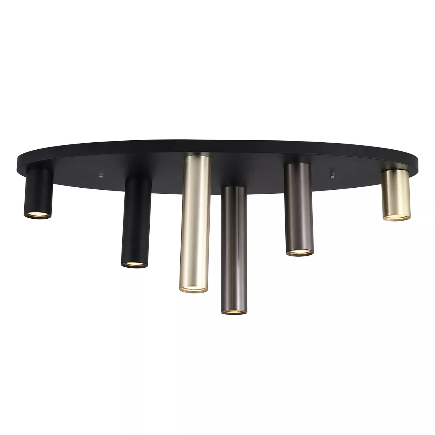 6 Light Black Bronze Brass GU10 80cm Flush Ceiling Light
