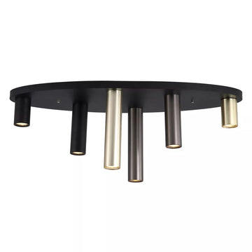 6 Light Black Bronze Brass GU10 80cm Flush Ceiling Light