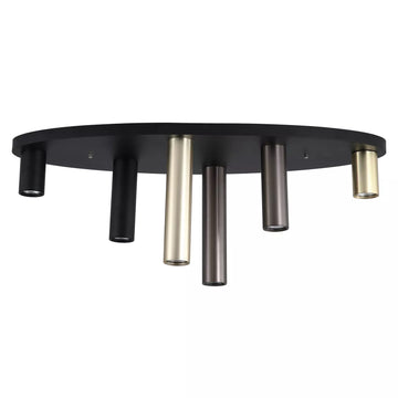 6 Light Black Bronze Brass GU10 80cm Flush Ceiling Light
