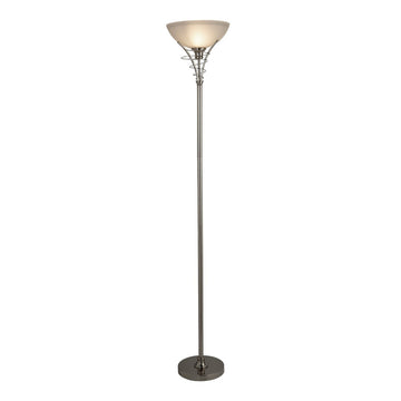 Silver Scroll Frosted Dome Glass Twist Centre Floor Stand Lamp Light
