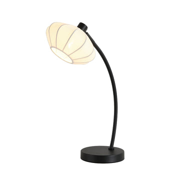 Radiant Black Table Lamp with White Fabric Shade E14 Bedside Light