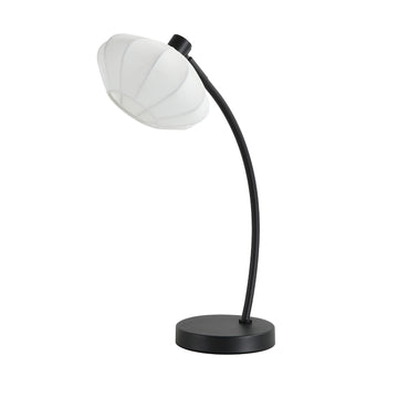 Radiant Black Table Lamp with White Fabric Shade E14 Bedside Light